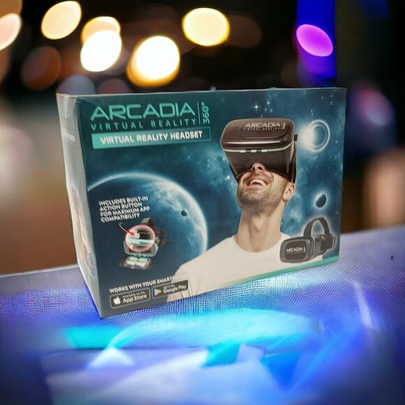 Arcadia Virtual Reality Headset Black 360 VR V1-0917 Works with Smartphone New - Picture 2 of 10